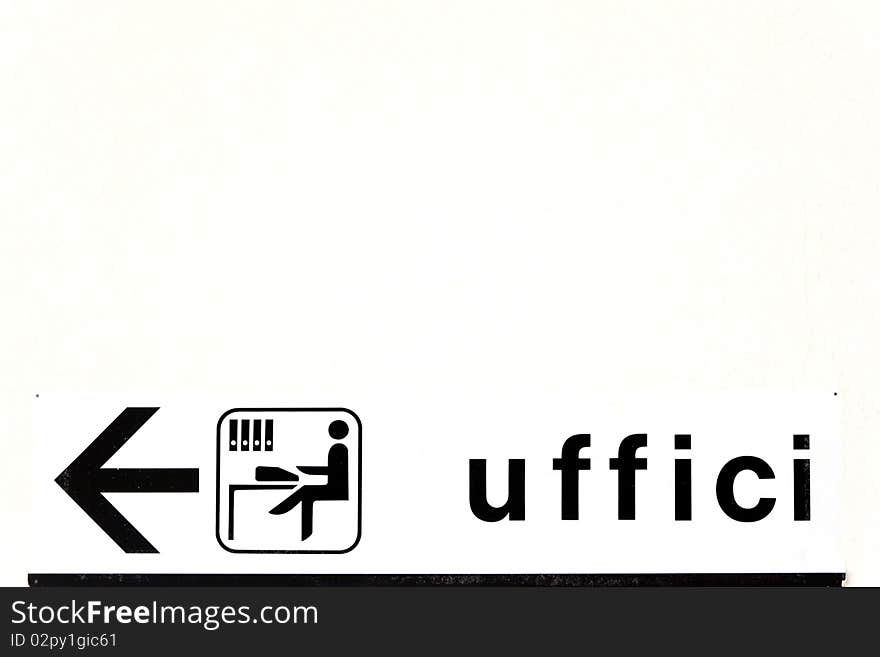 Left arrow direction to office. Left arrow direction to office