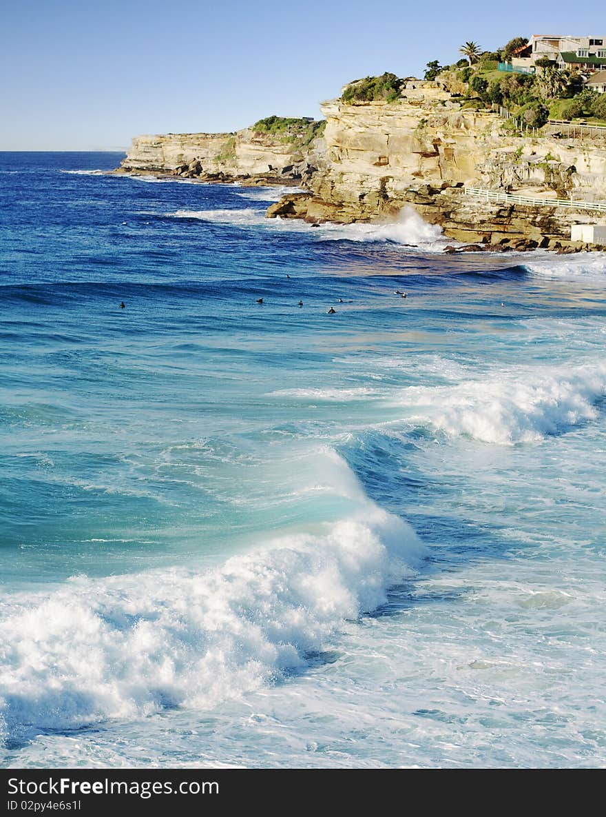 Surf at Bronte beach (near Bondi) in Sydney, Australia