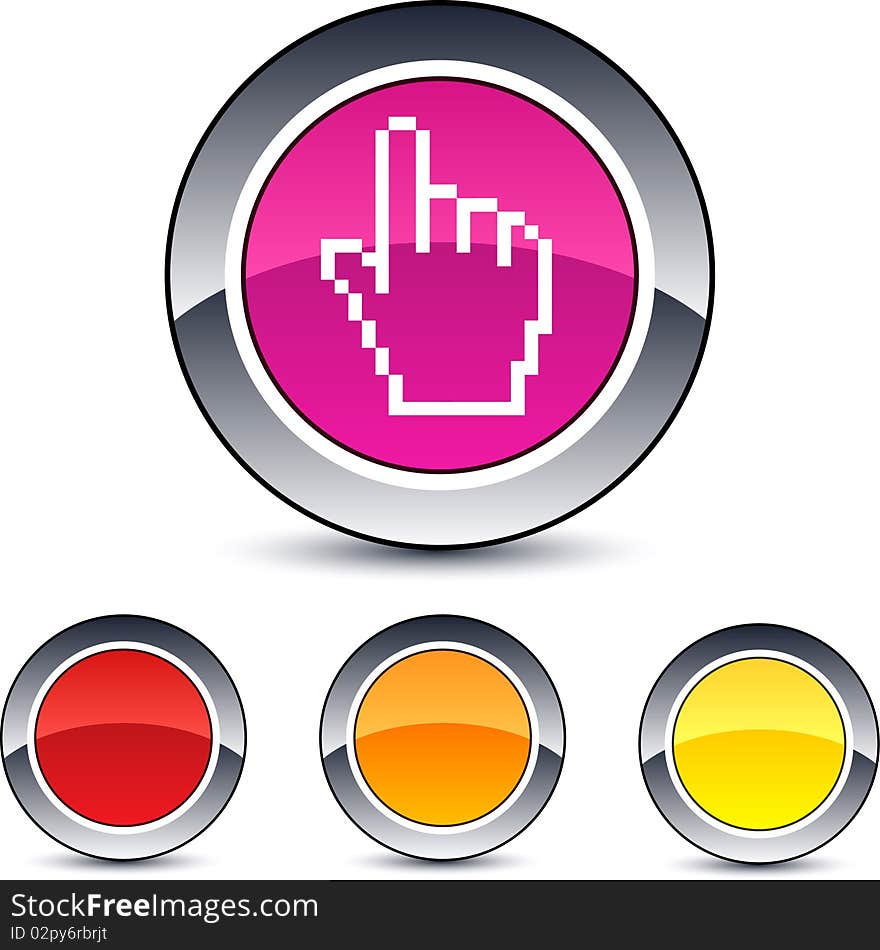 Pixel hand round button.