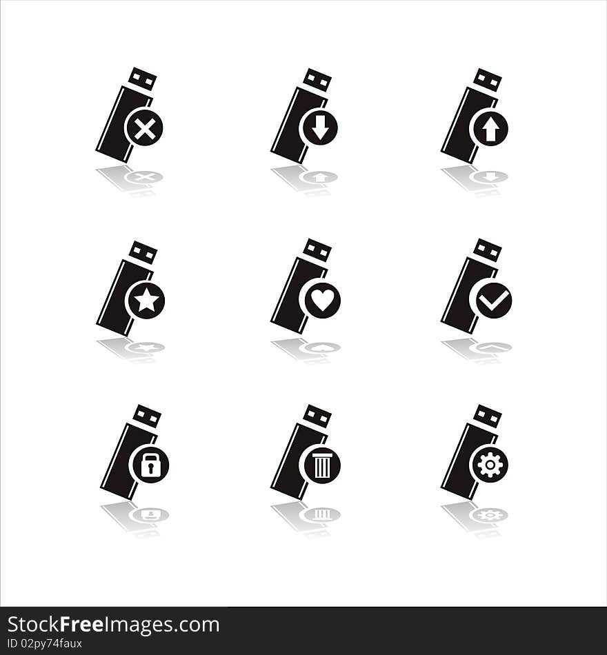 Set of 9 flash memory icons