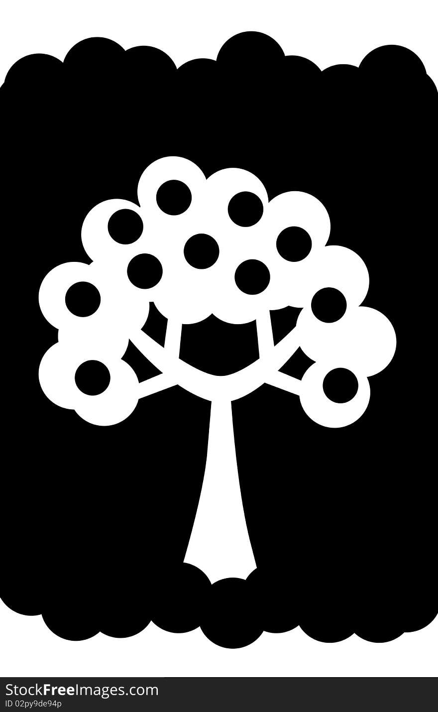 Abstract tree in black and white colors, symbol of nature