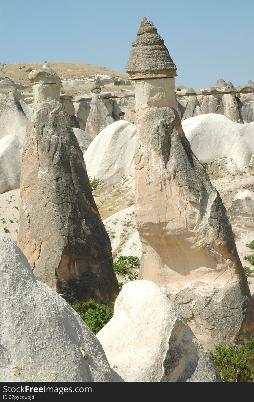 Stone columns in Cappadocia, Turkey