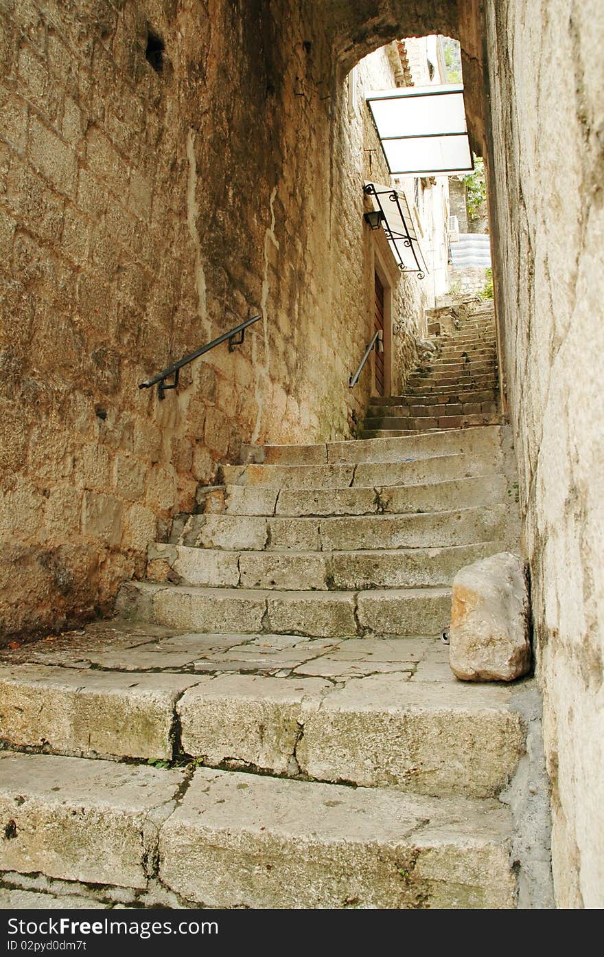 Old stone staircase in Kotor, Montenegro