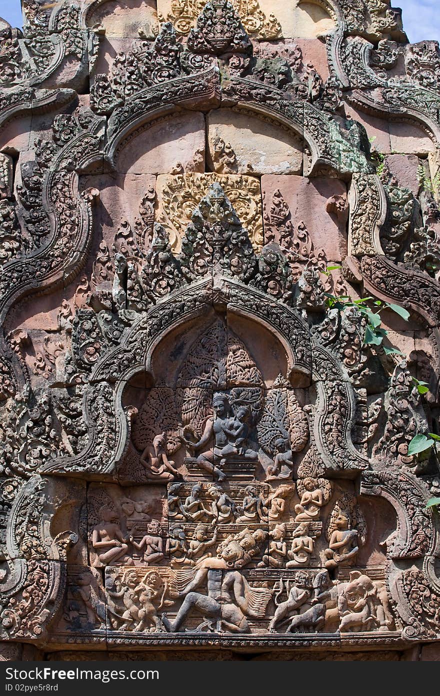 Hindu style temple carvings