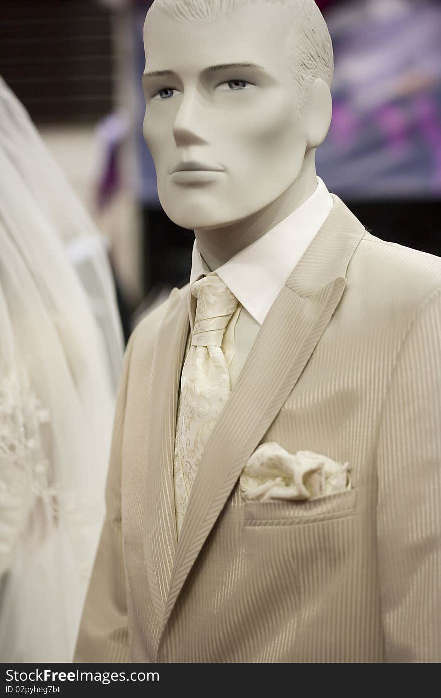 Elegant suit on shop mannequins