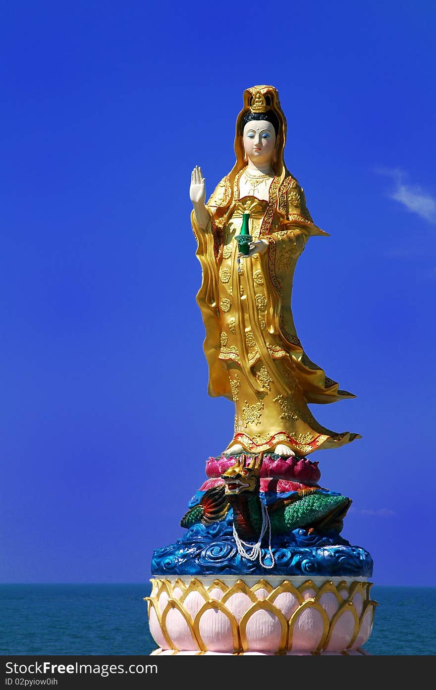 Bodhisattva Avalokitesvara (Kuan-Yin) at Bangsaen beach Thailand