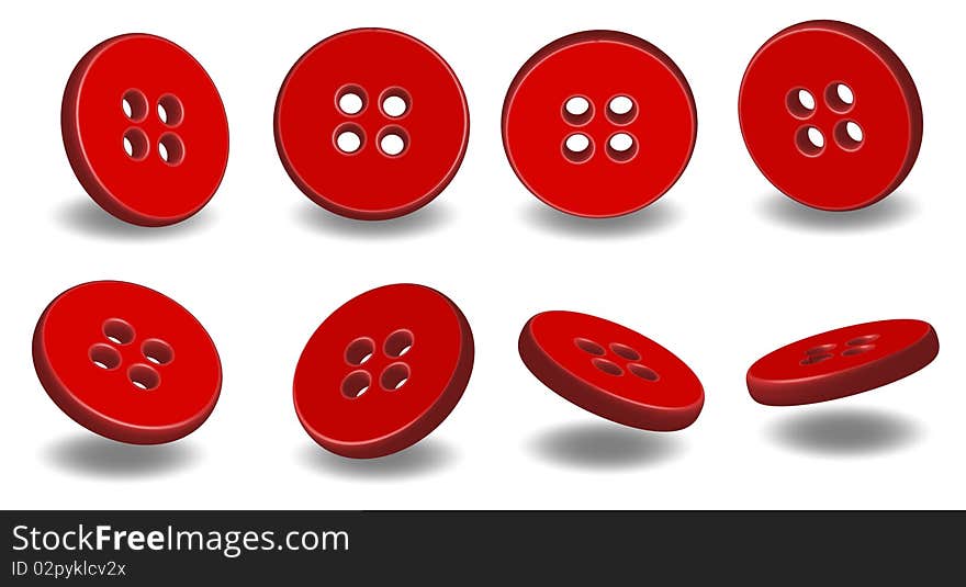 Red buttons isolated on white background. Red buttons isolated on white background