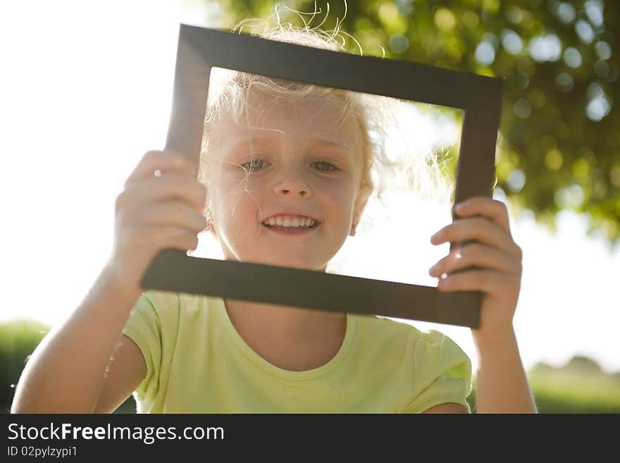 Little girl in frame