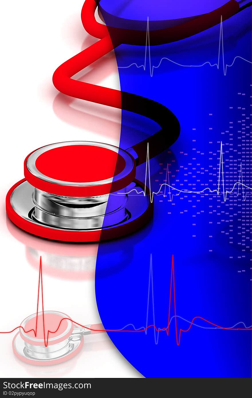 3d multi use  stethoscope in  abstract color background