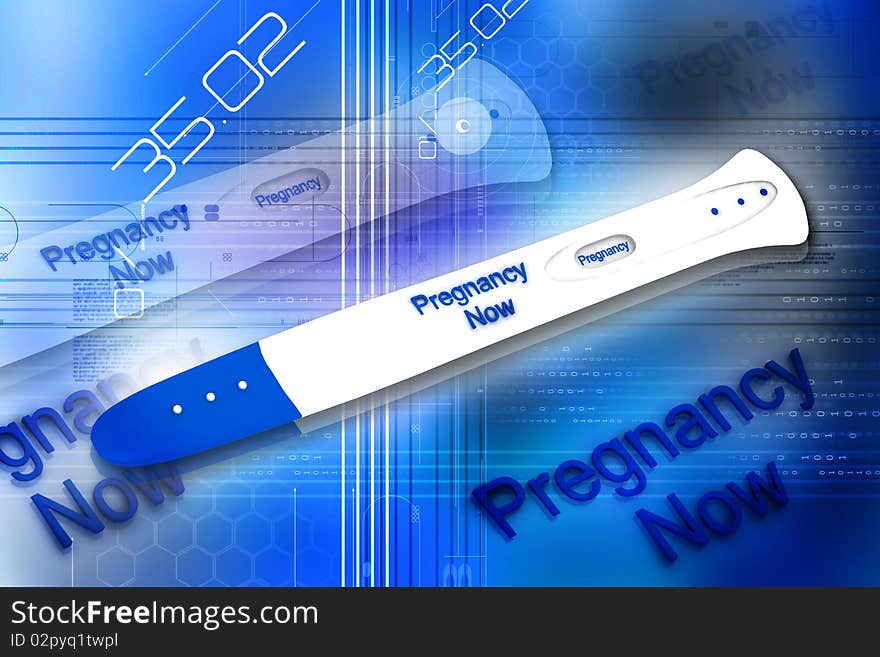 Digital illustration of positive pregnancy 
Equipment in color background