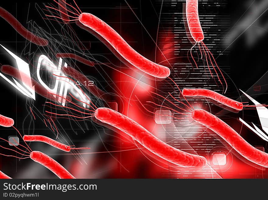 Digital illustration of
Helicobacter bacteria in color background