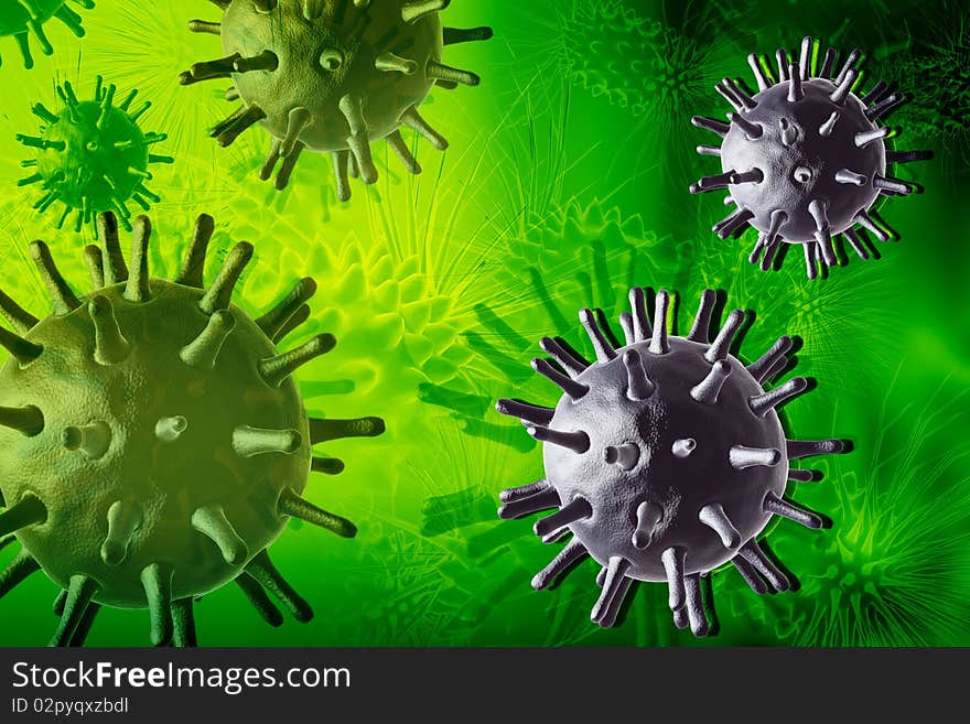 3d multi use avian virus in color background