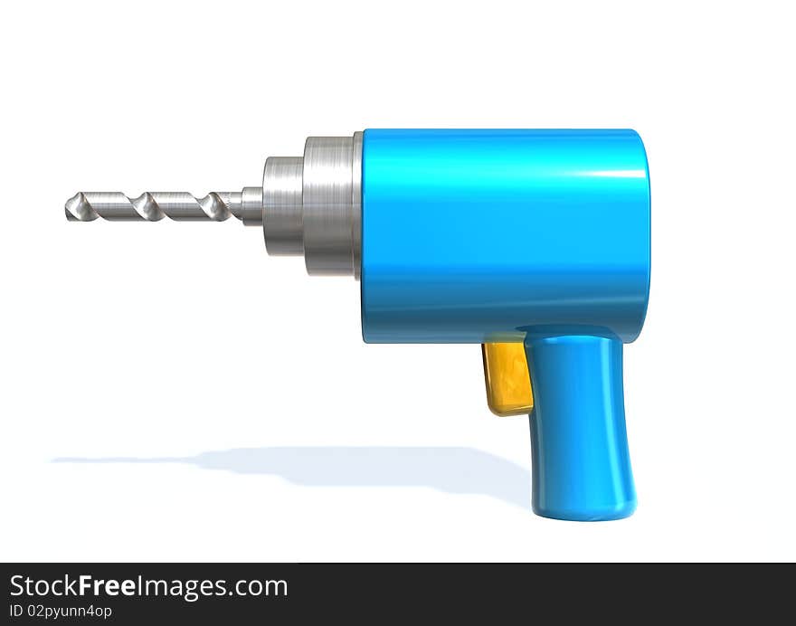 Illustration of electric drill on white