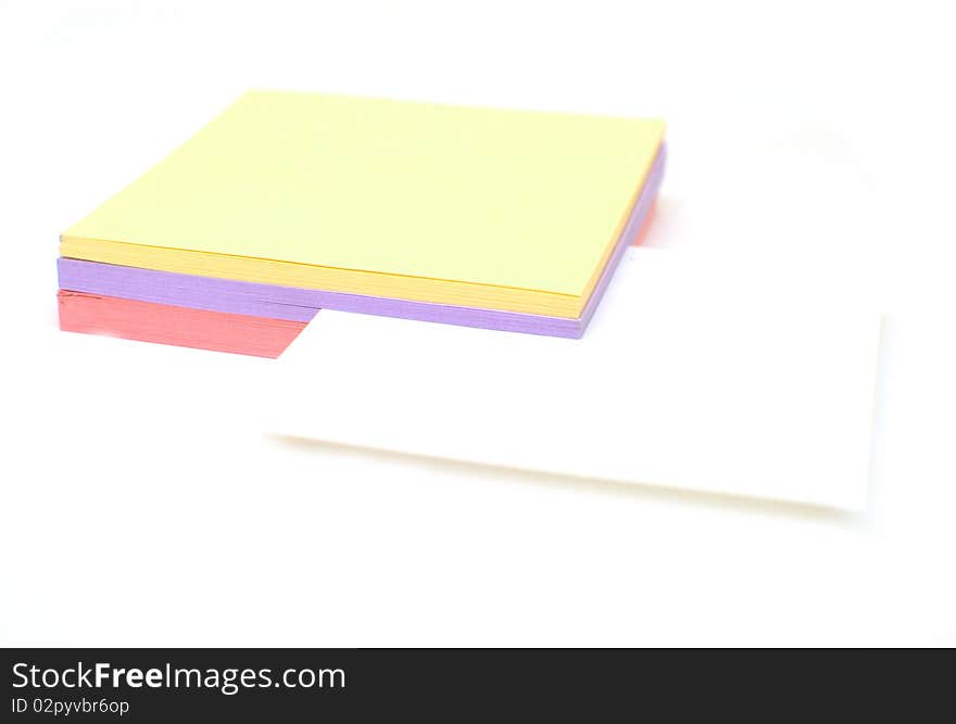 Blank white paper note and stack isolate white