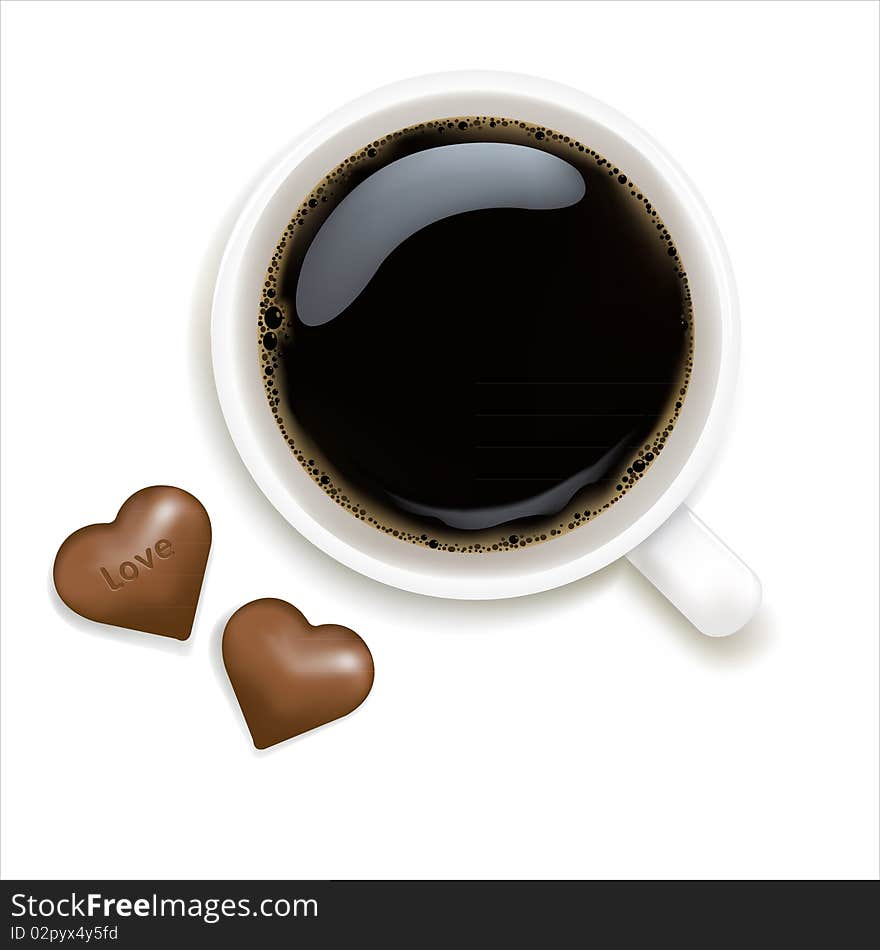 Cup Of Coffee With Chocolate. Vector