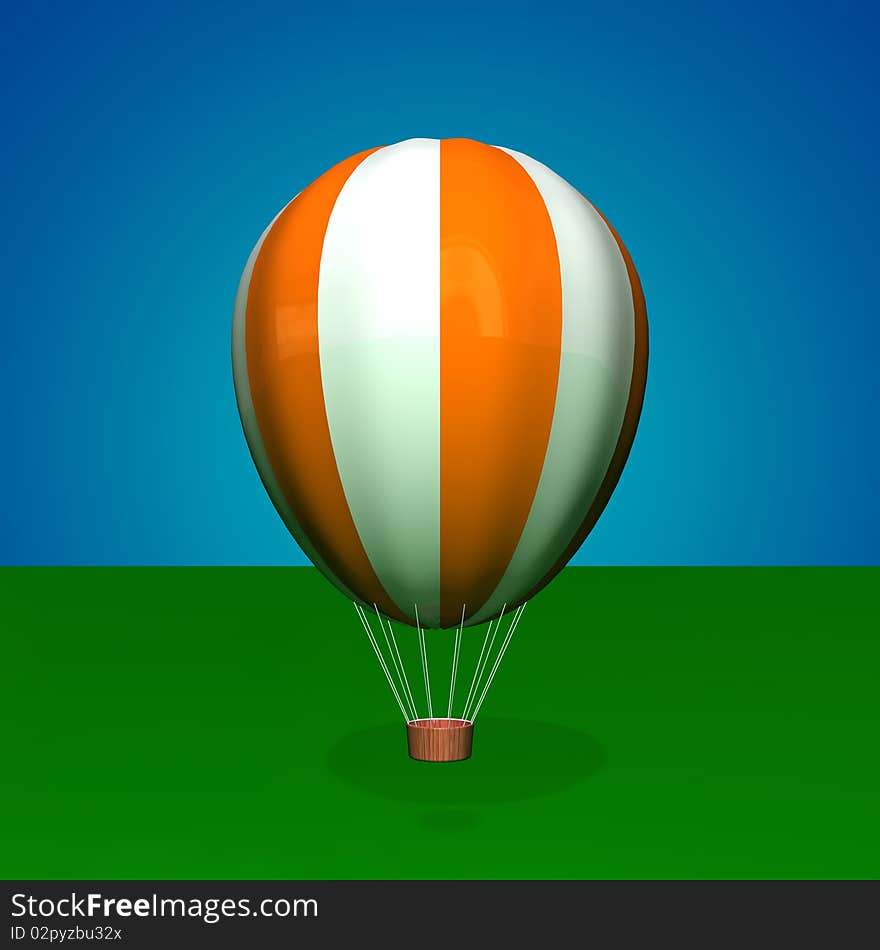 Illustration of air balloon isolated over green background