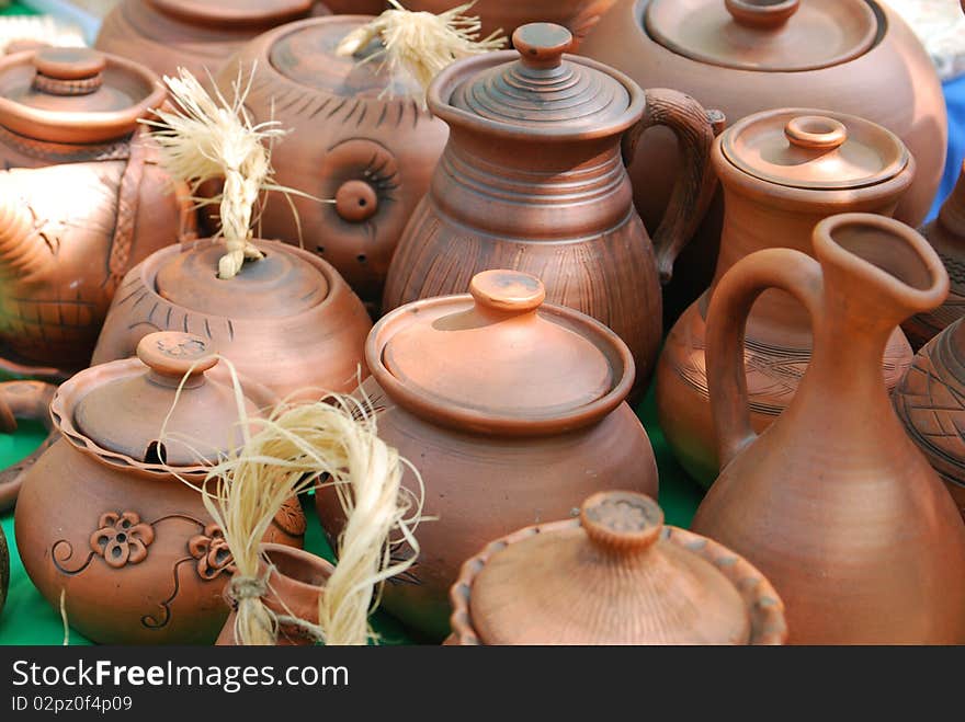 Handmade clay pots.