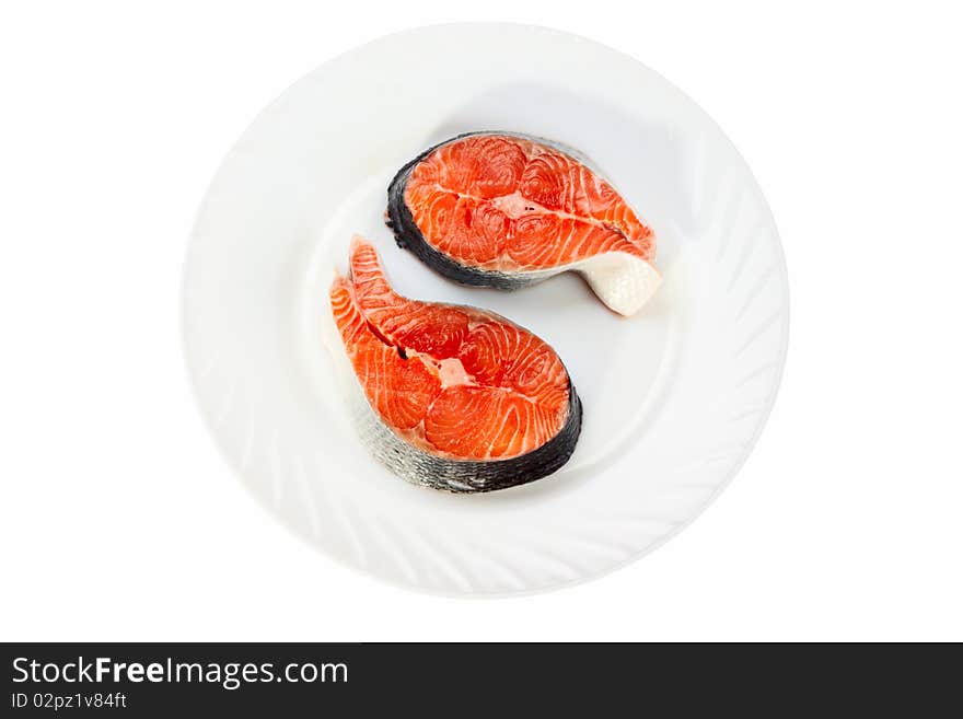 Slices of a fresh crude salmon