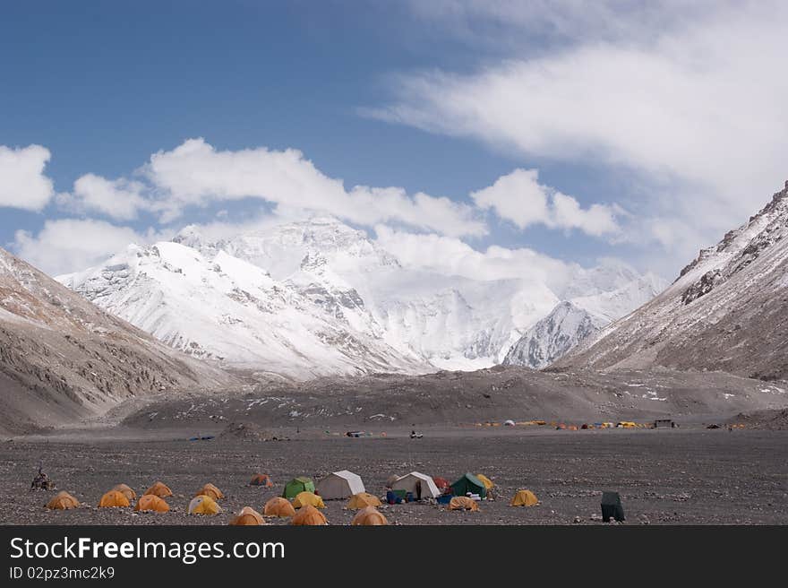 Mount everest with snow covered in summer. Mount everest with snow covered in summer