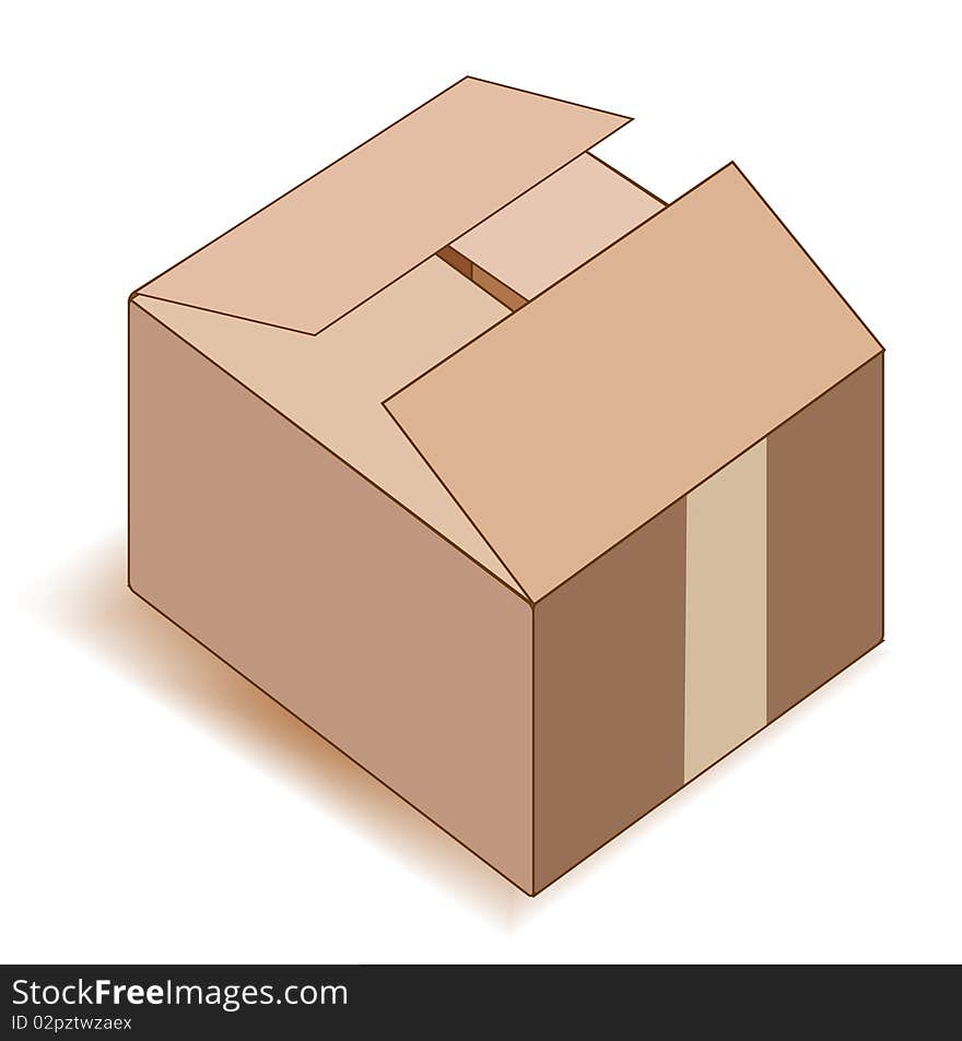 Empty paper box over white. Vector illustration.