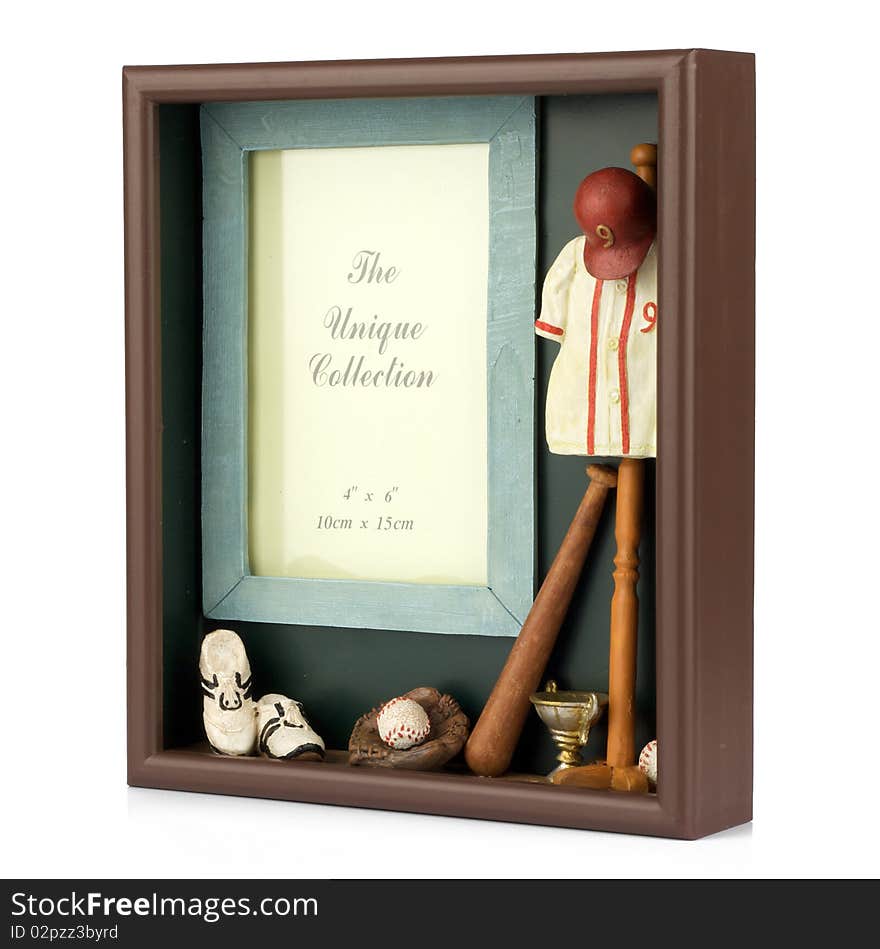 Old retro baseball photo frame. Old retro baseball photo frame