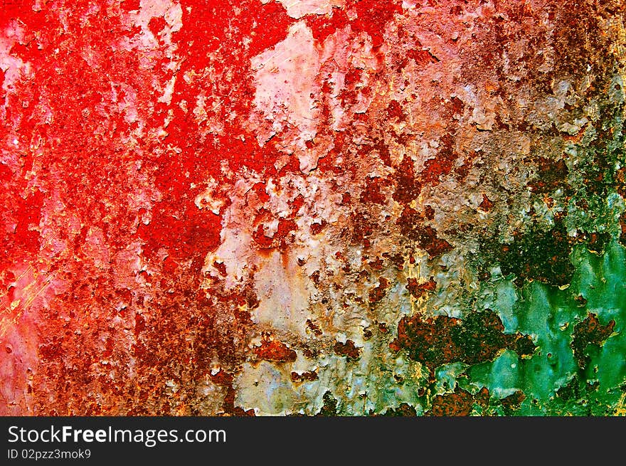 Obsolete Surface Old Colorful Metal Sheet.