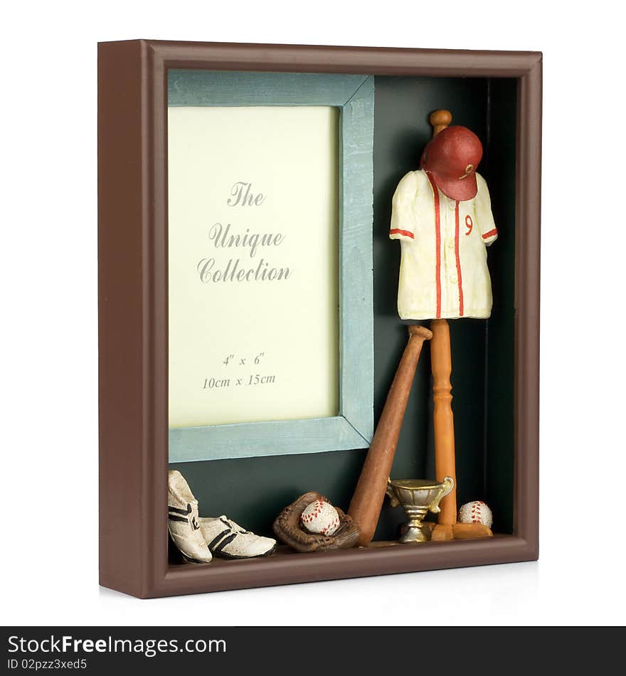 Old retro baseball photo frame. Old retro baseball photo frame