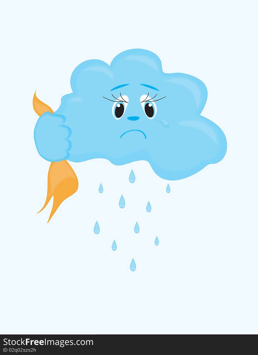 A sorrowful cloud cries and it is raining