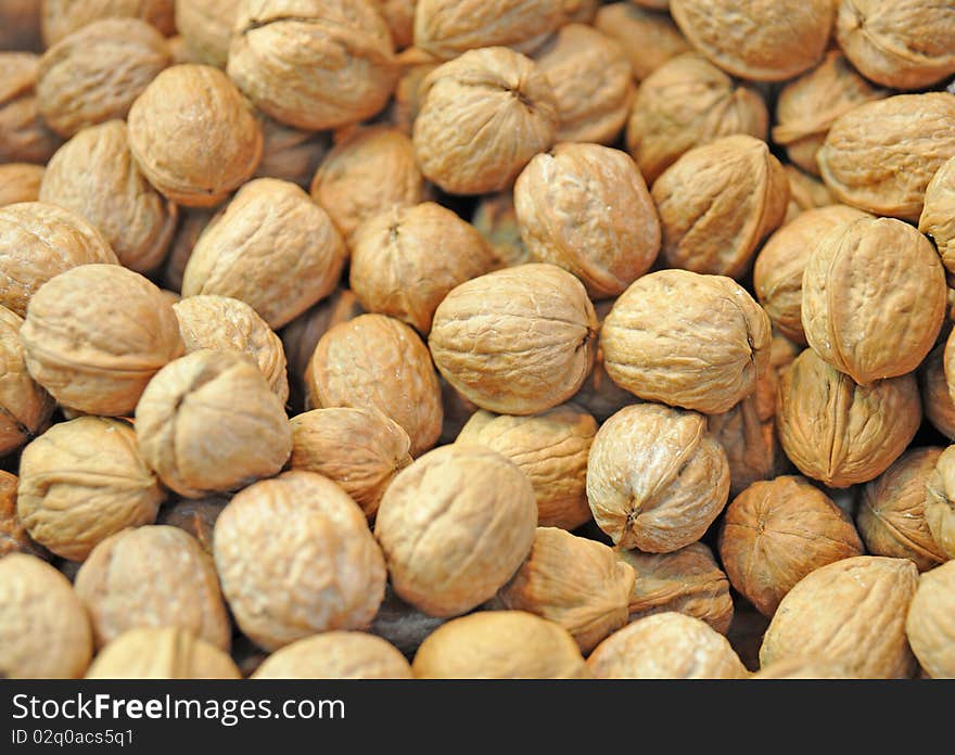 In the close-up market sells walnut. In the close-up market sells walnut