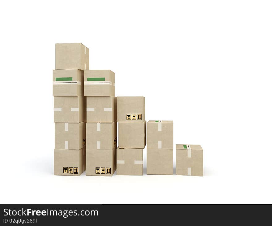 3d carton boxes on the white background. 3d carton boxes on the white background