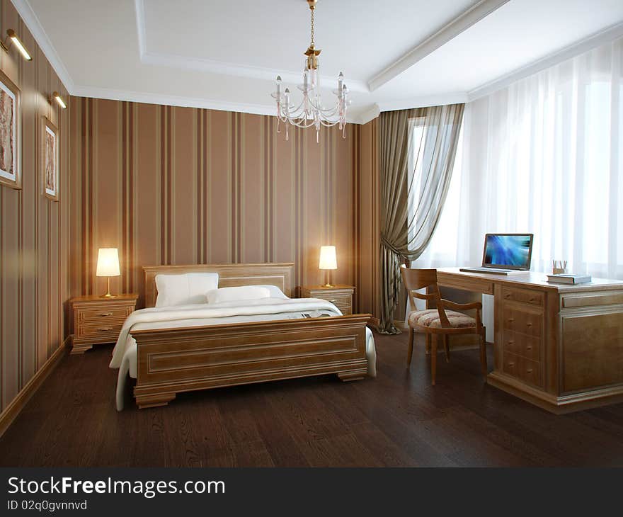 3d interior bedroom in new flat