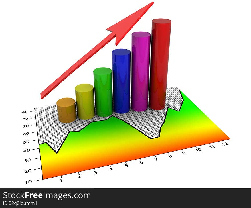 3d illustration of a business graph