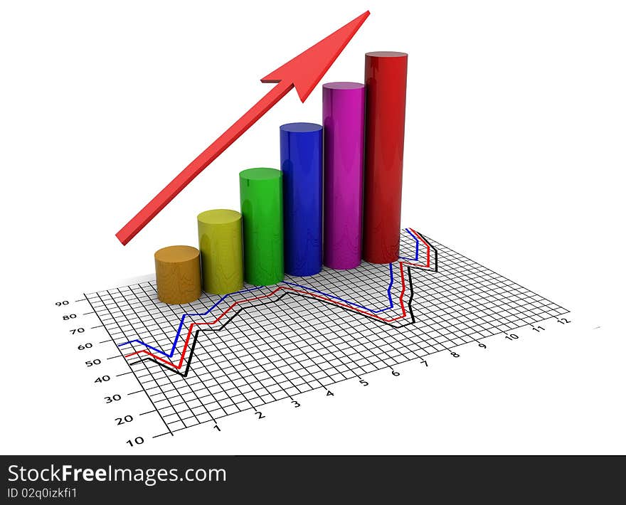 3d illustration of a business graph