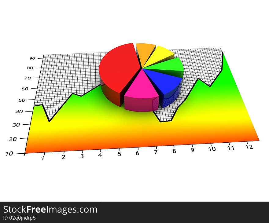 3d illustration of a business graph