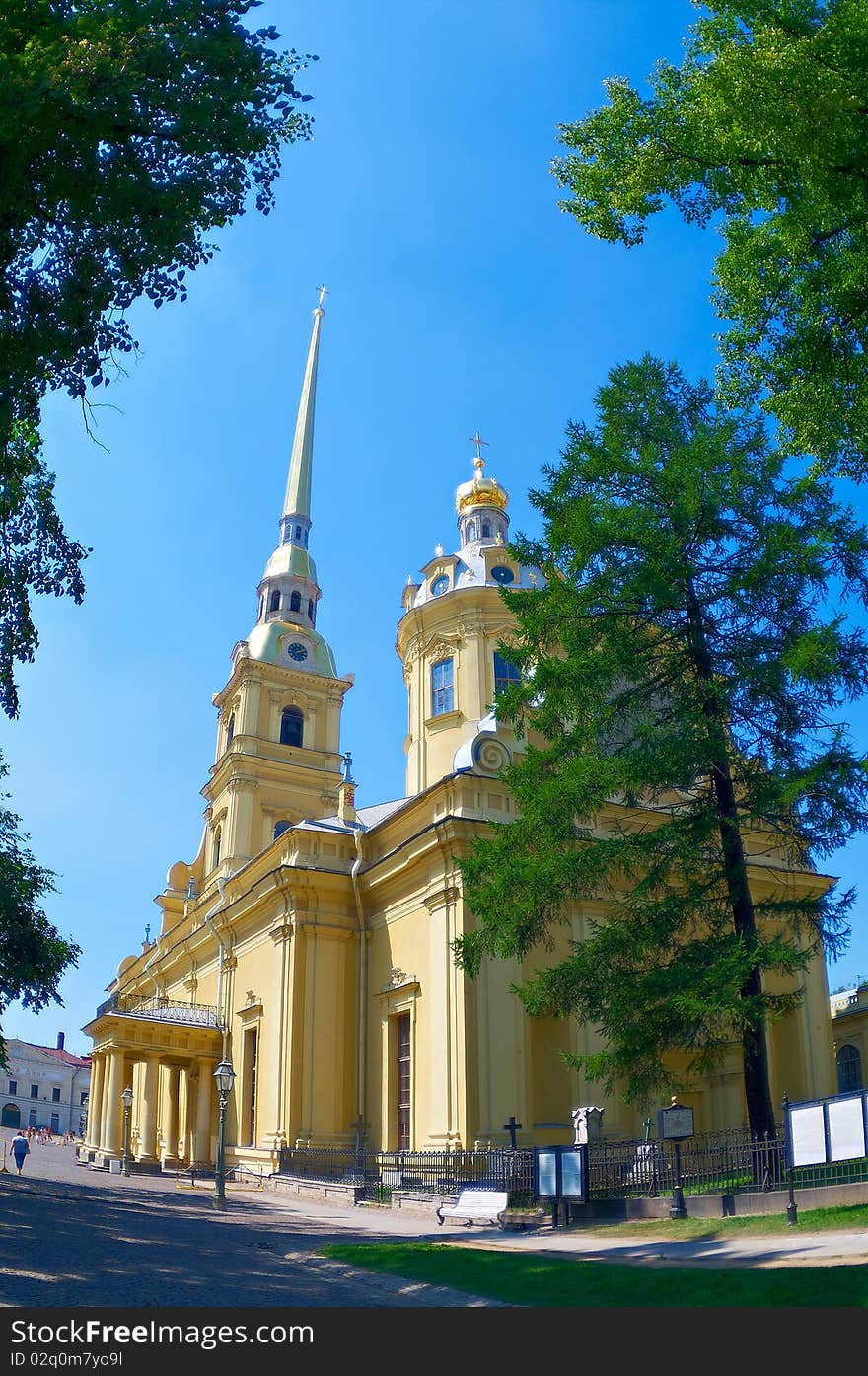 Peter and Paul Fortress. Beautiful architecture inside. St. Petersburg, Russia.