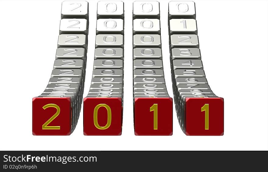 Field of numbers from 2010 to 2011, 3d render, background. Field of numbers from 2010 to 2011, 3d render, background