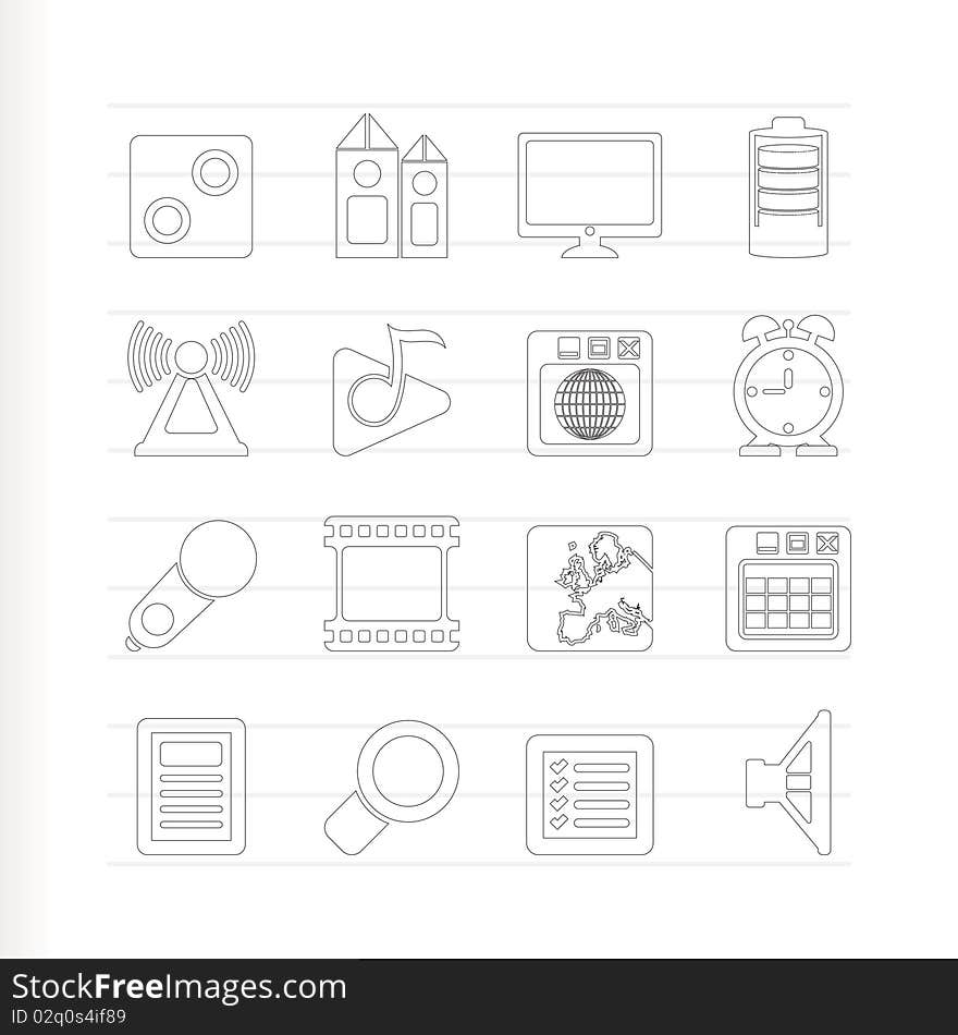 Mobile phone  performance, internet and office icons -  icon set. Mobile phone  performance, internet and office icons -  icon set