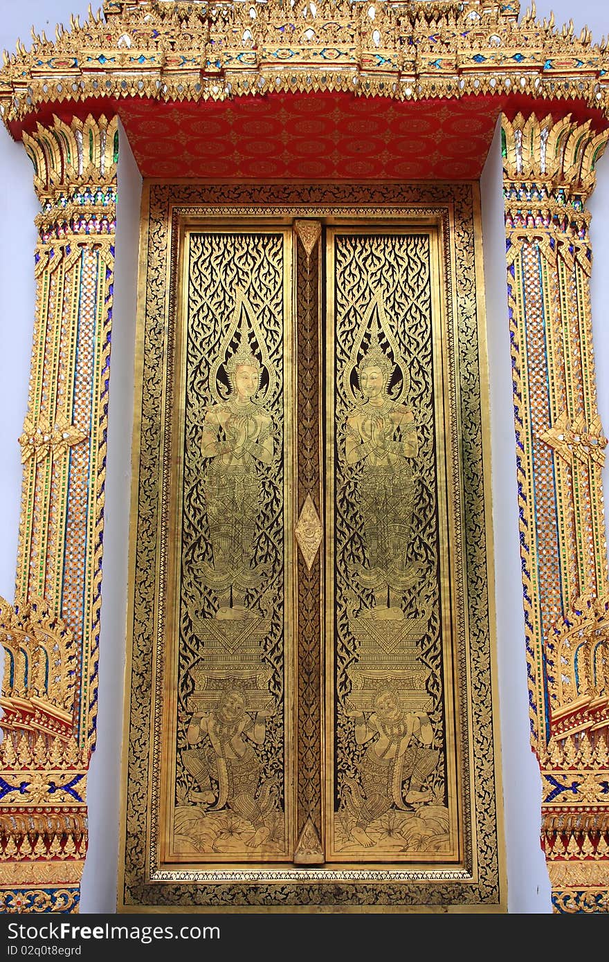 Traditional Thai style chruch door