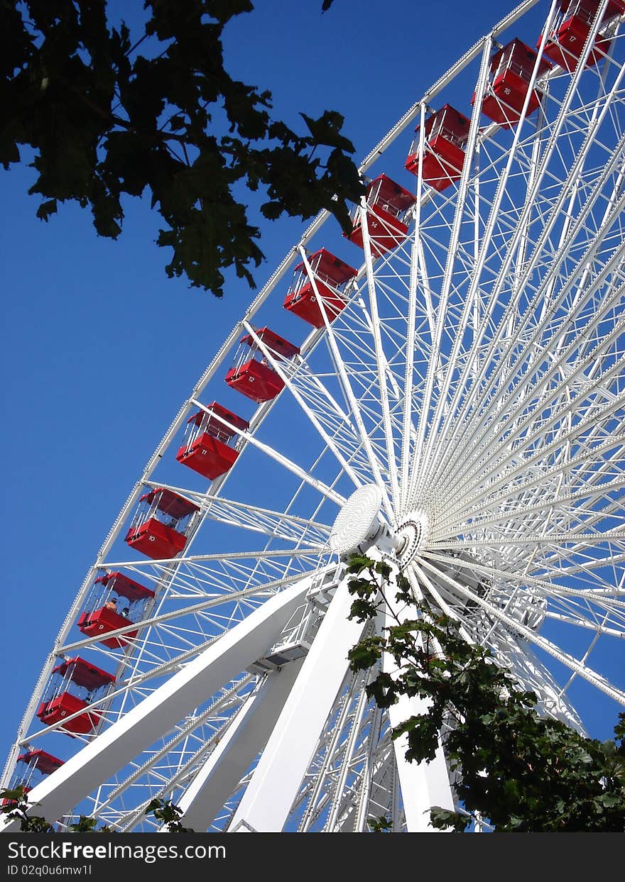 Ferris wheel with blue sky