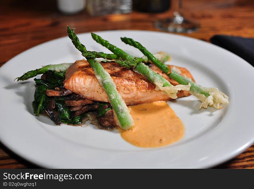 Plate of Salmon with Asparagus