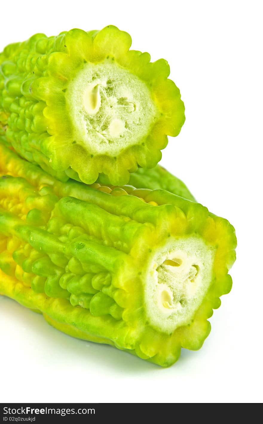 Bitter melon fruits on white background