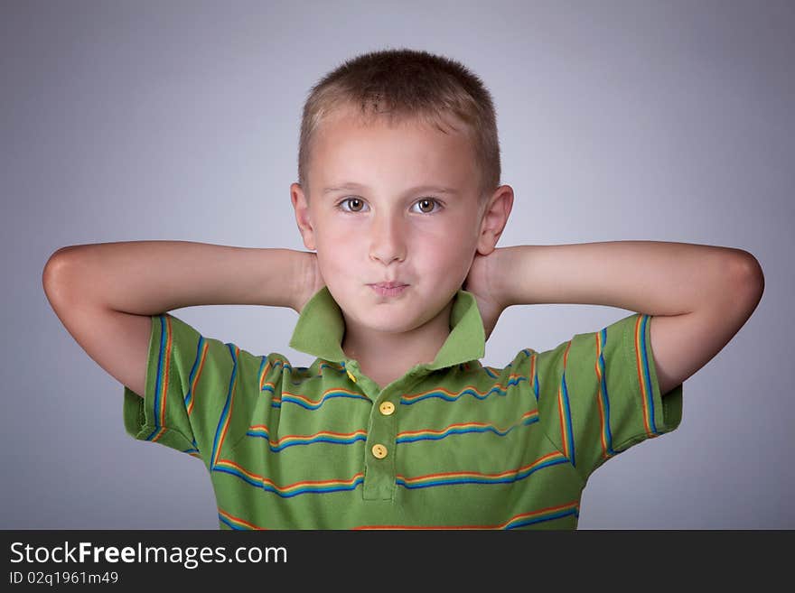 Pround romanian young boy in photo studio