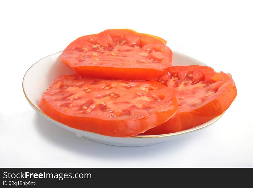 Ripe tomatoes, cut for salad