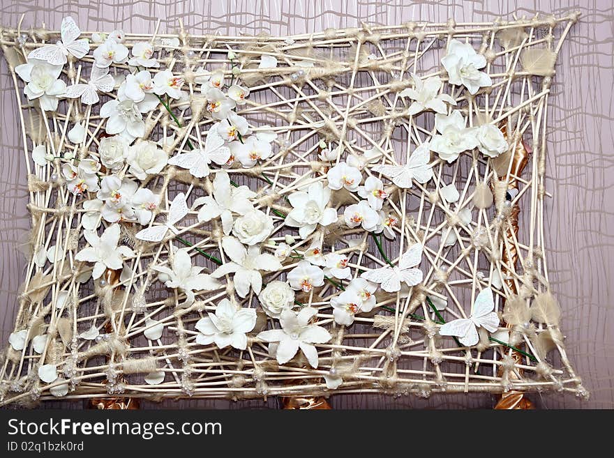 Beautiful flowers backgroung with white butterfly