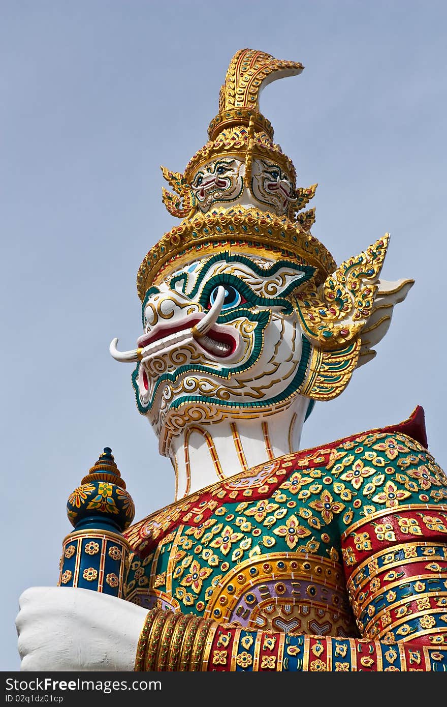 Old Thai traditional build giant guard from Ramayana tale to protect very important place