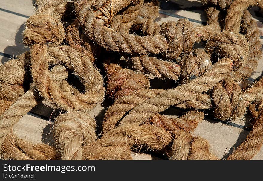 Sailing tackle on a deck. Sailing tackle on a deck