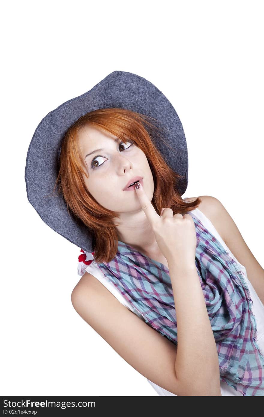 Young fashion girl in cap.