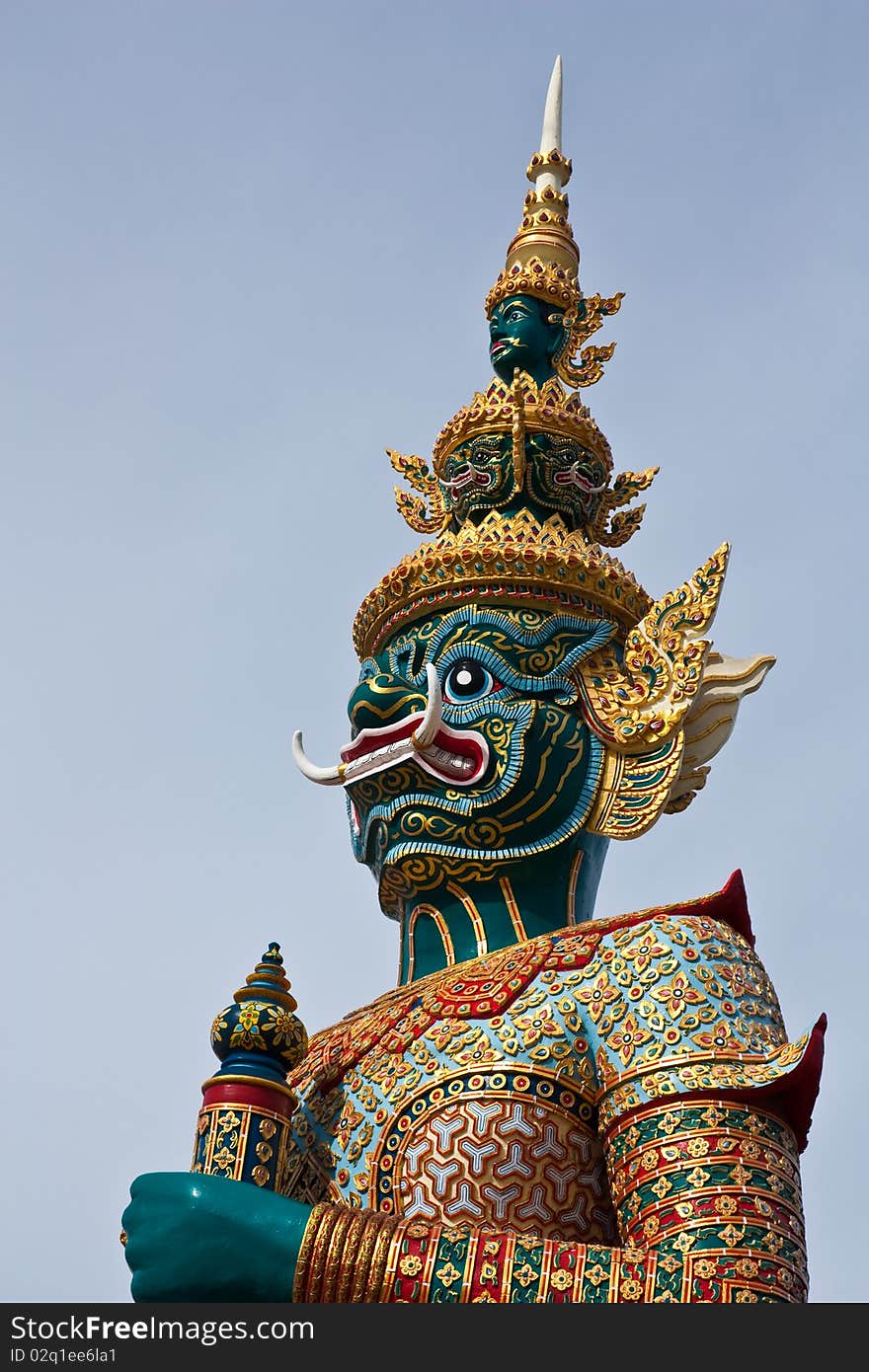 Old Thai traditional build giant guard from Ramayana tale to protect very important place