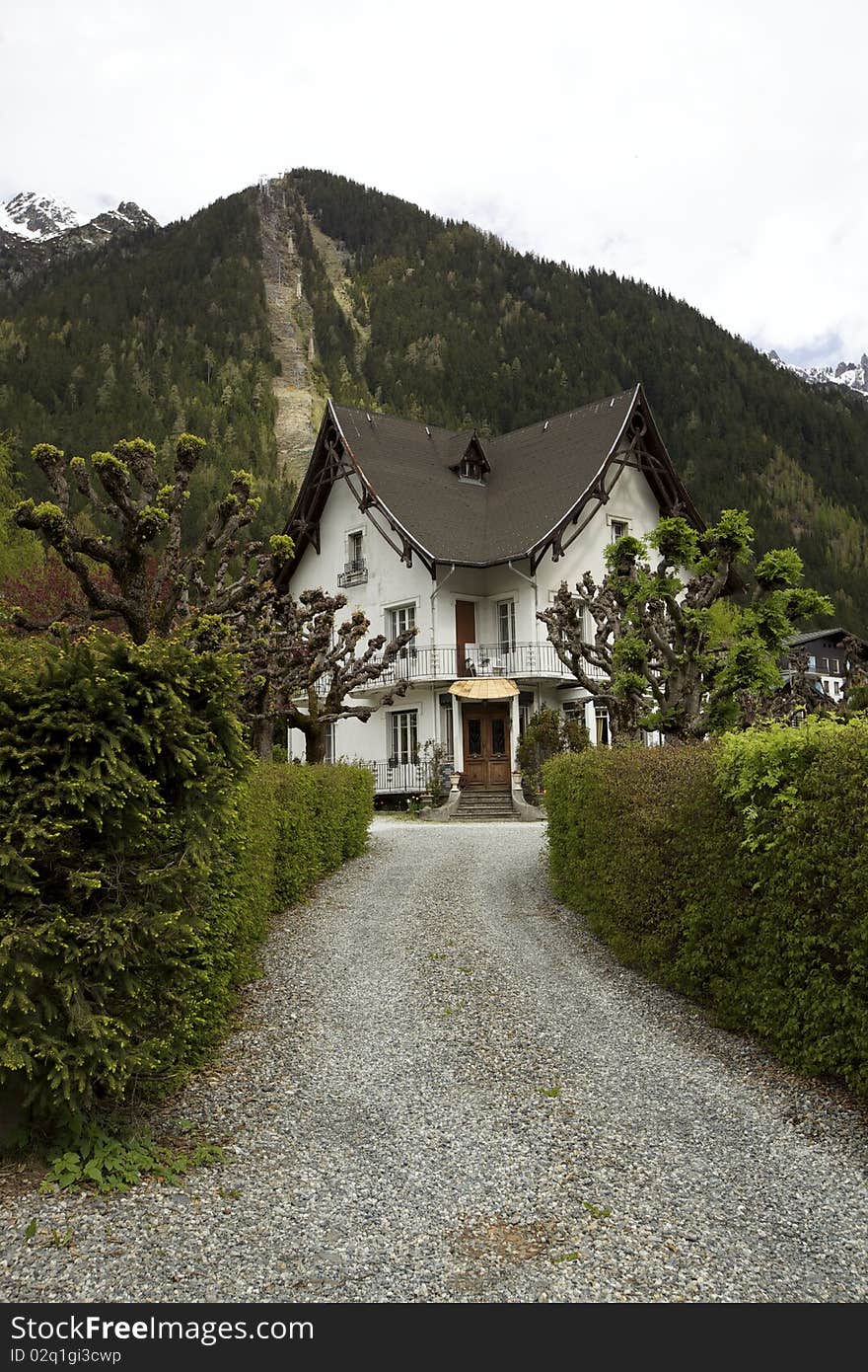 View of nice cottage in the French Alps. View of nice cottage in the French Alps