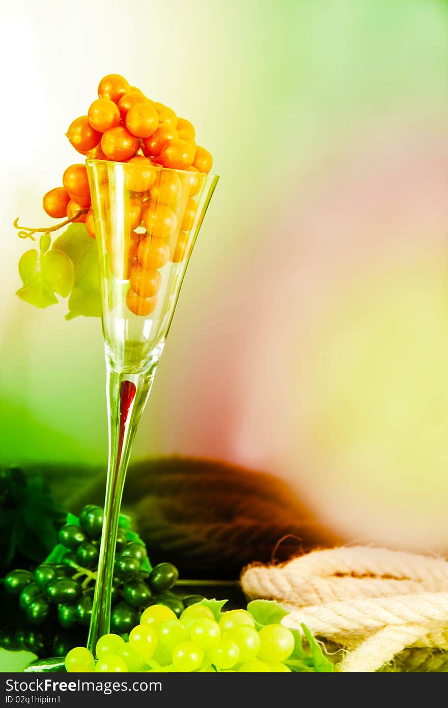 Grapes in an glass in colorfull background